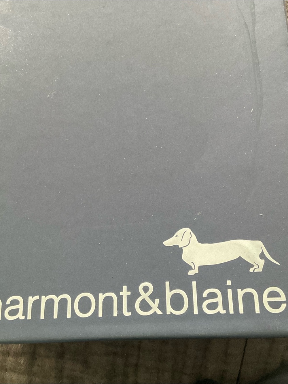 Harmont & Blaine Navy Box with Cream Dachshund Logo